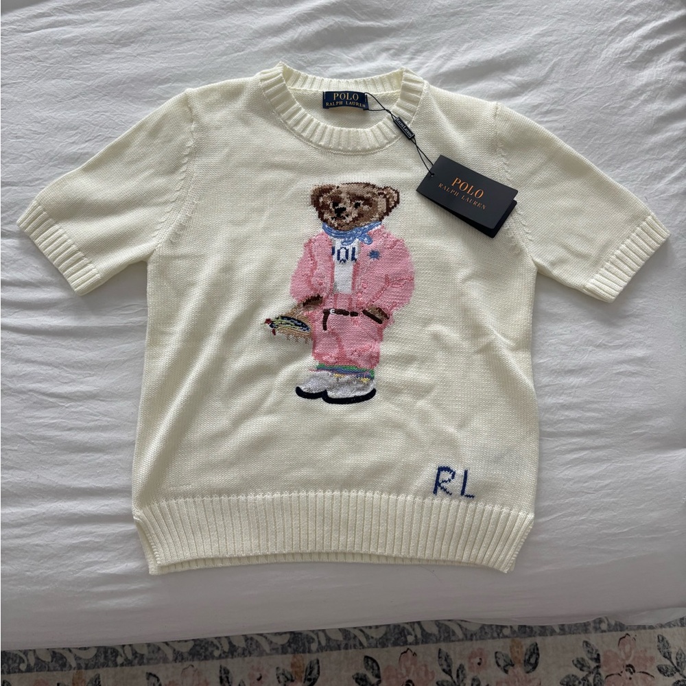 Polo by Ralph Lauren Cream Sweater with Bear Design